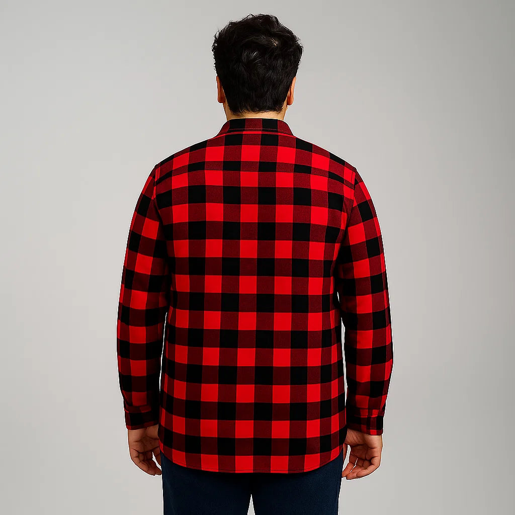 Red Buffalo Check Plaid Flannel Sherpa Lined Shirt PSM-7596