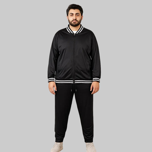 Athleisure Edge Black Plus-Size Tracksuit PSM-8805