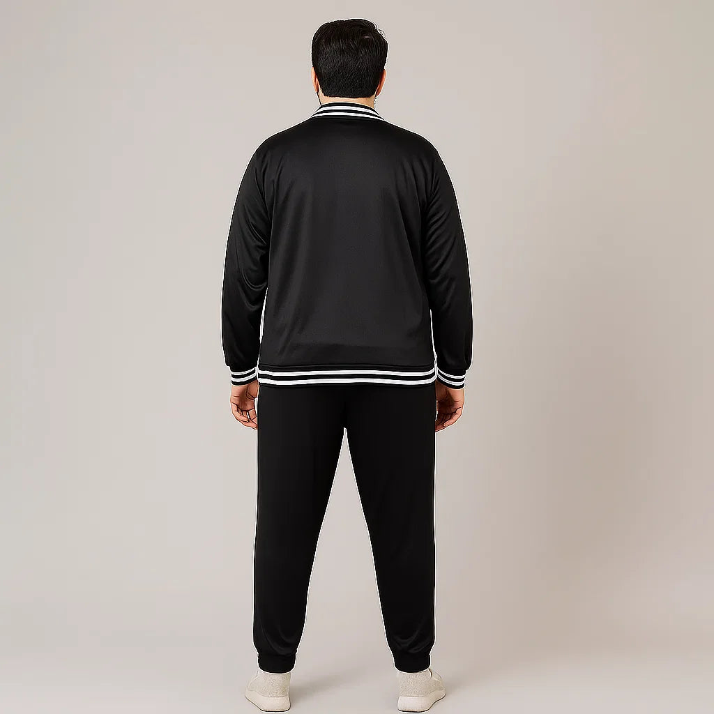Athleisure Edge Black Plus-Size Tracksuit PSM-8805
