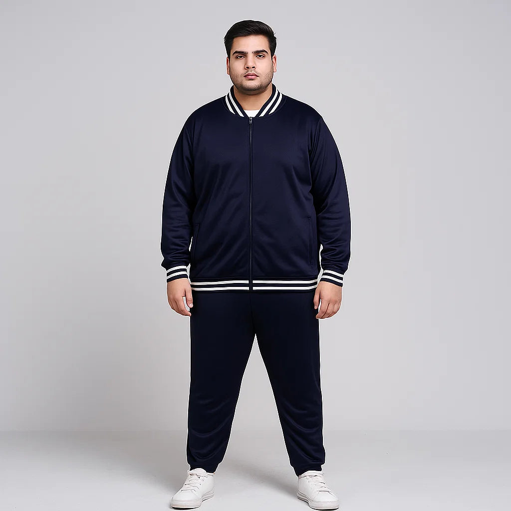Athleisure Edge Navy Plus-Size Tracksuit PSM-8806