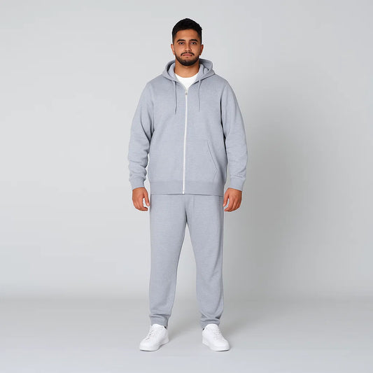 Grey Comfort Plus-Size Cotton Fleece Tracksuit PSM-8705