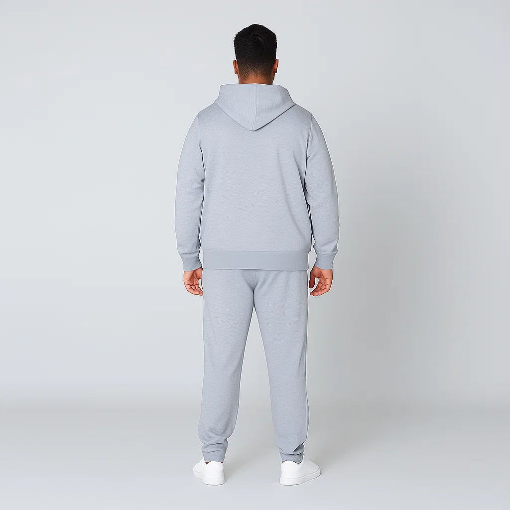 Grey Comfort Plus-Size Cotton Fleece Tracksuit PSM-8705