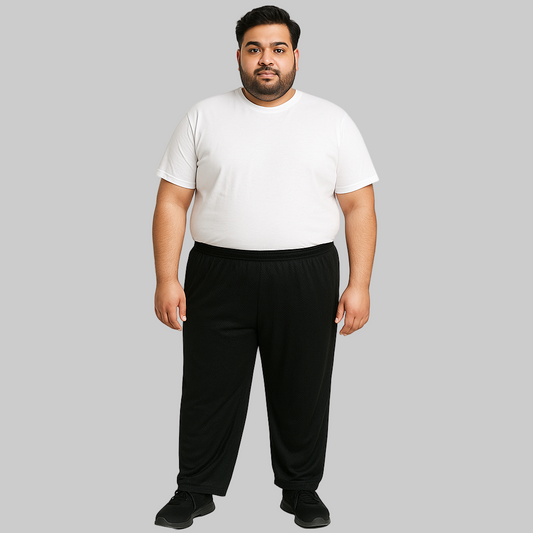 Black Mesh Polyester Plus Size Trouser PSM-9081