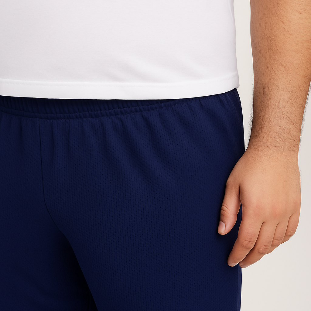 Navy Mesh Polyester Plus Size Trouser PSM-9083