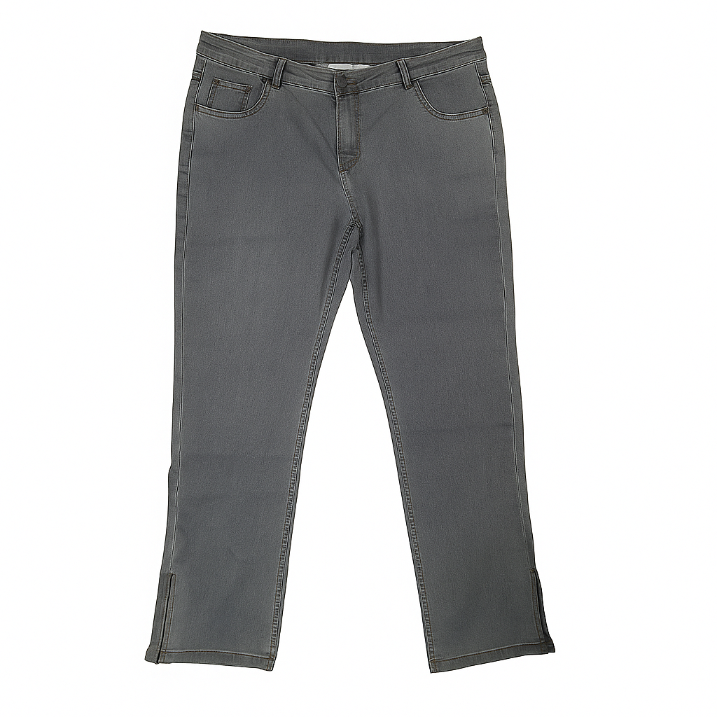 Grey Plus Size Woman Zip Bottom Jeans PSW-6103