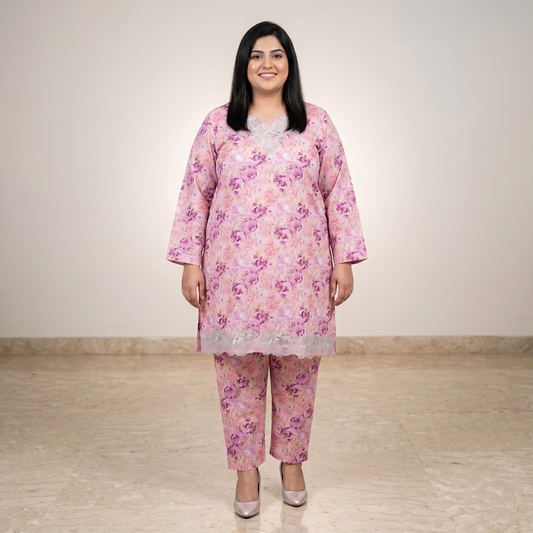 Plum Orchid Luxe – Premium Organza Patch Lawn Ensemble PSW-11231