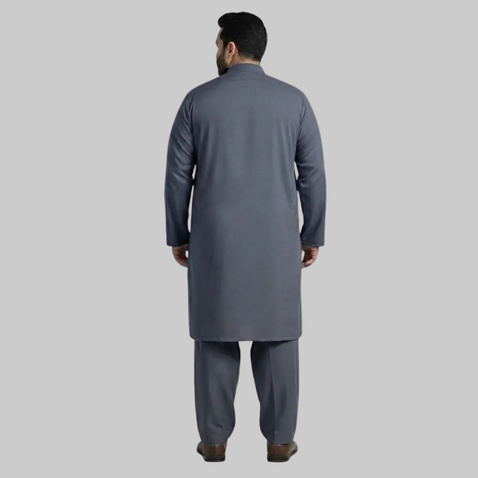 Dark Grey Premium Wash & Wear Plus Size Kurta Shalwar PSM-10855