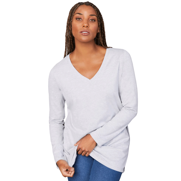 Heather Grey Long-Sleeve V-Neck Tunic PSW-9205