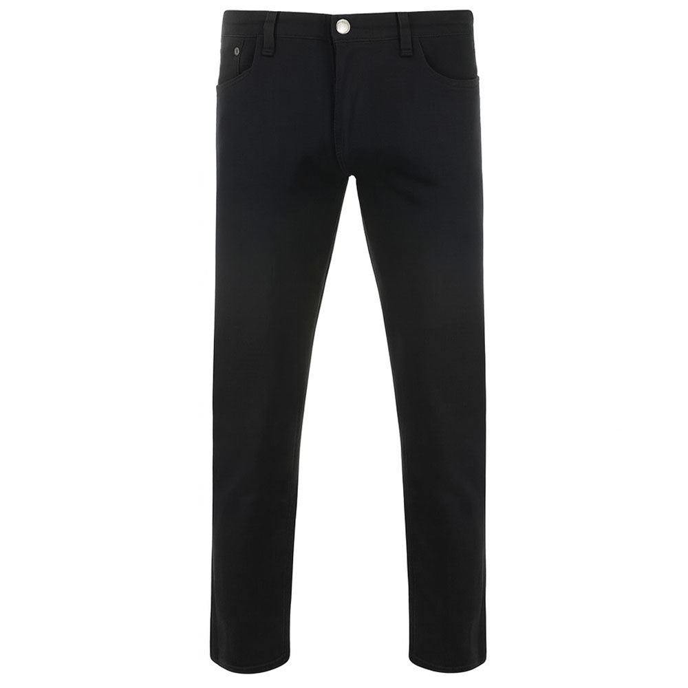 jet black slim fit stretch chino jeans with classic pockets.