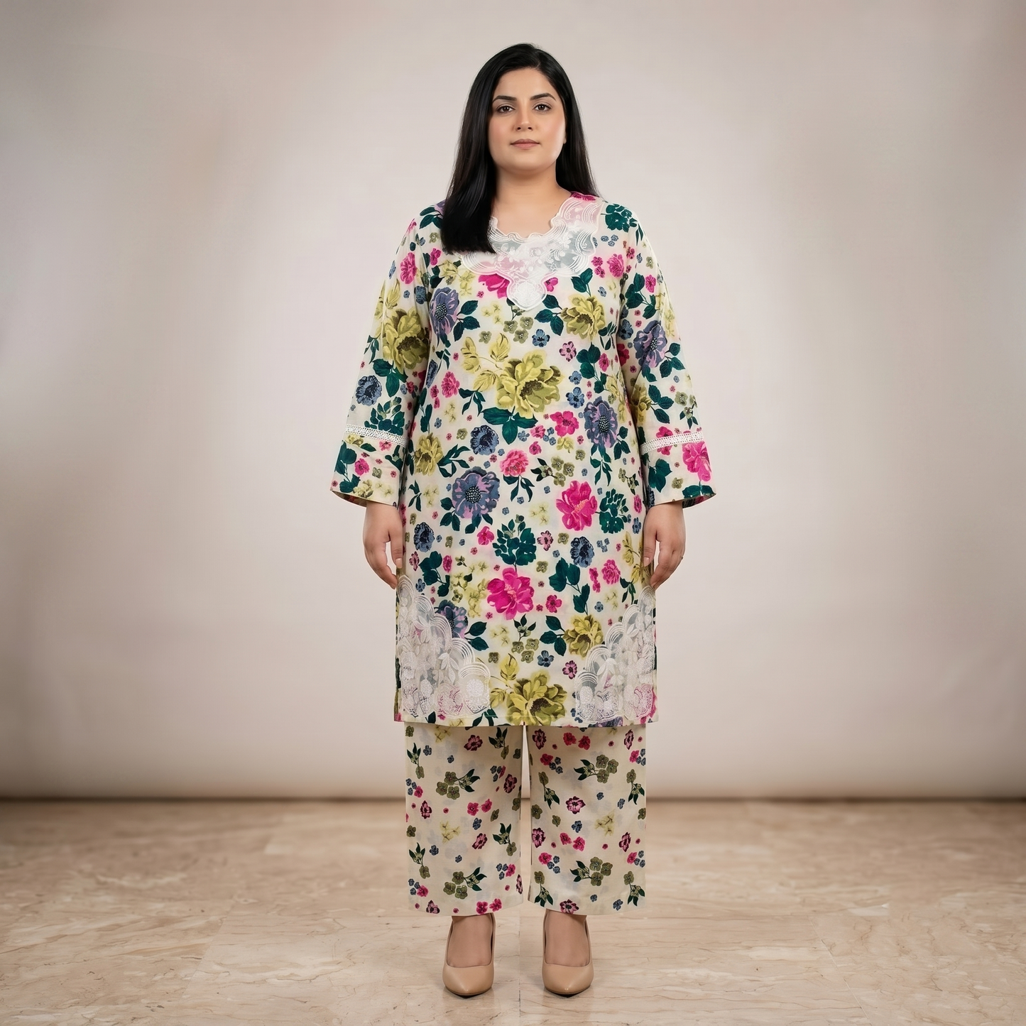Midnight Amber Elegance – 3 Piece Premium Embroidered Suit PSW-11236