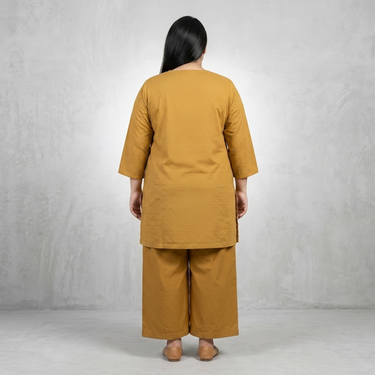 Mustard Jacquard Cotton Co-ord Set PSW-11219