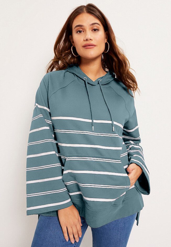 Flat-lay of striped French Terry Sweatshirt on neutral background