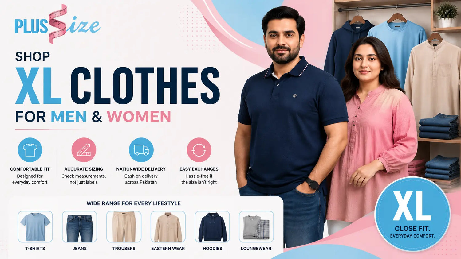 Shop XL Clothes For Men & Women In Pakistan at Plussize.pk
