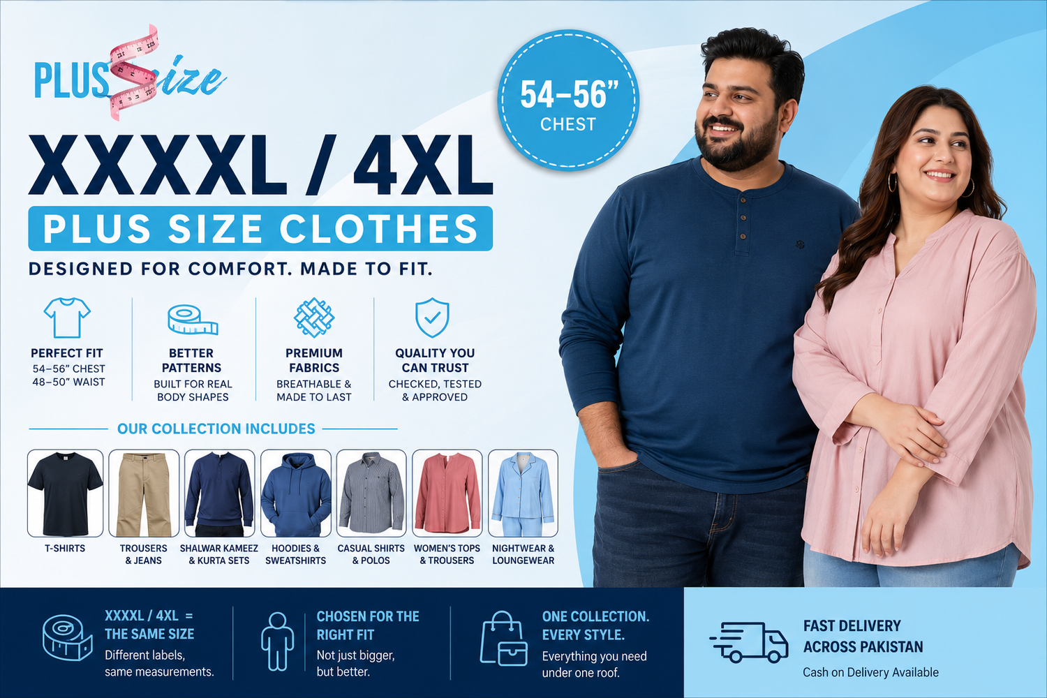 XXXXL / 4XL Plus Size Clothes in Pakistan – Men & Women | Plussize.pk