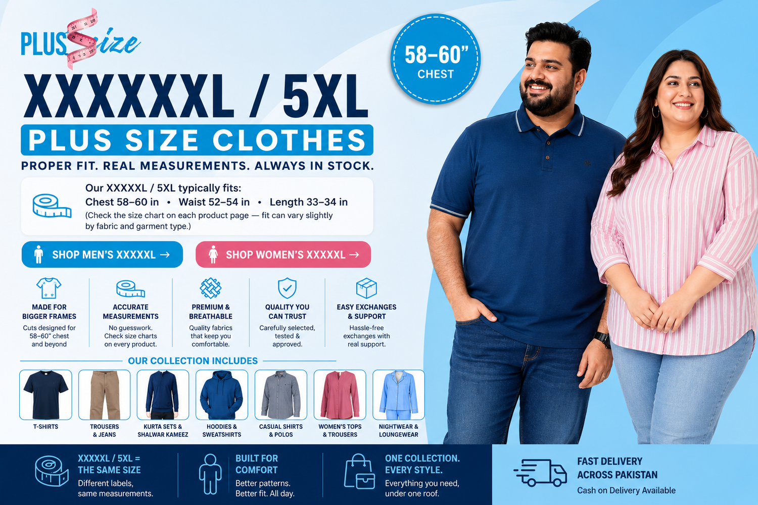 XXXXXL / 5XL Plus Size Clothes in Pakistan – Men & Women | Plussize.pk