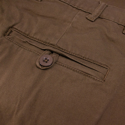 Men’s Brown Cotton Stretch Chino Pant with straight-leg fit, button and zip fastening, front hand pockets, and rear buttoned pockets in a cotton-elastane blend.