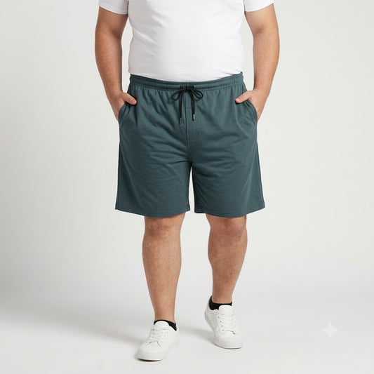 Teal Green Elastic Waist Jersey Shorts PSM-11339