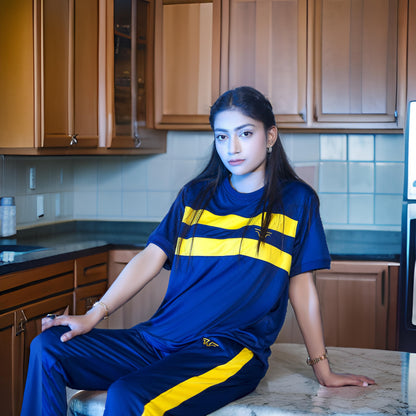 Navy & Yellow Athletic  Regular Sportswear Tracksuit PSW-9166