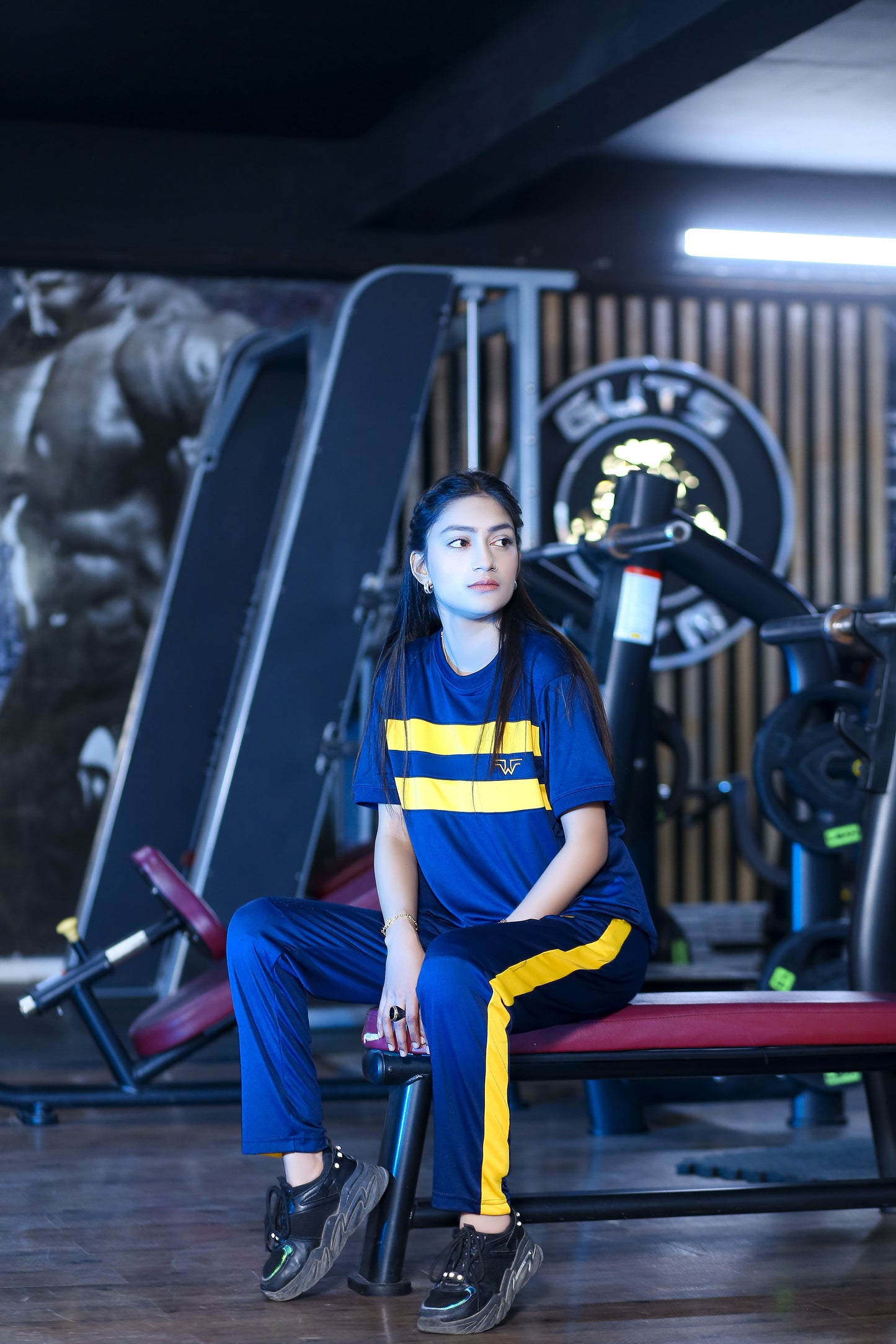 Navy & Yellow Athletic  Regular Sportswear Tracksuit PSW-9166