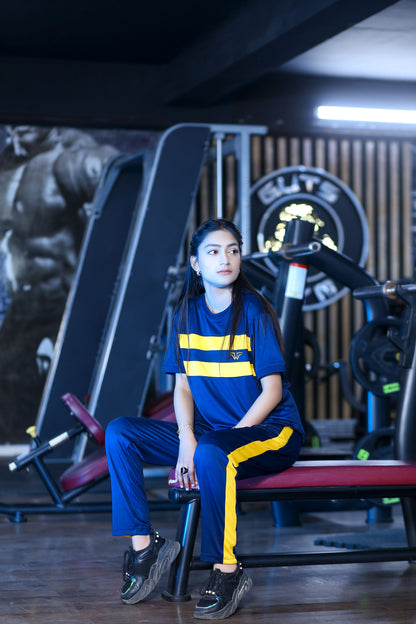 Navy & Yellow Athletic  Regular Sportswear Tracksuit PSW-9166