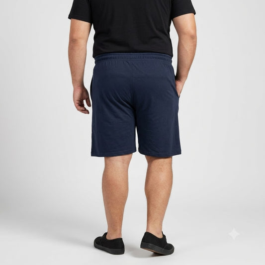 Navy Elastic Waist Jersey Shorts PSM-11338