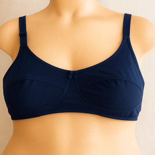 Plus Size Navy Seam Stripe Wireless Bra PSW-9761