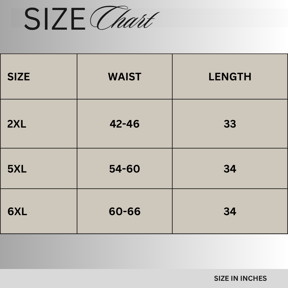 Size chart for Black Elastic Waist 3 Quarter Jersey Shorts PSM-11365