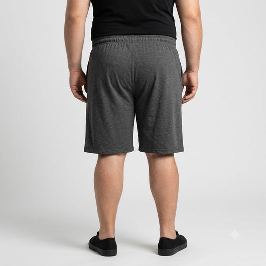 Charcoal Gray Elastic Waist Jersey Shorts PSM-11340