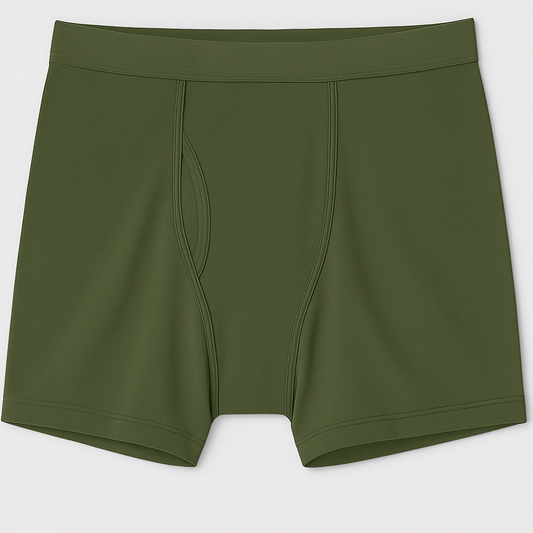 Olive Green Cotton Boxer Briefs – Relaxed Fit, 100% Cotton, Tagless Comfort