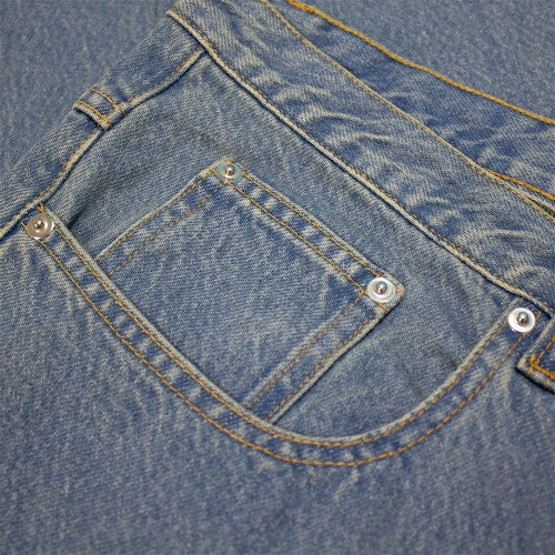 Plus-size men’s stone wash blue regular fit jeans with straight leg, button and zip fly, front and rear pockets, displayed on a clean white background.
