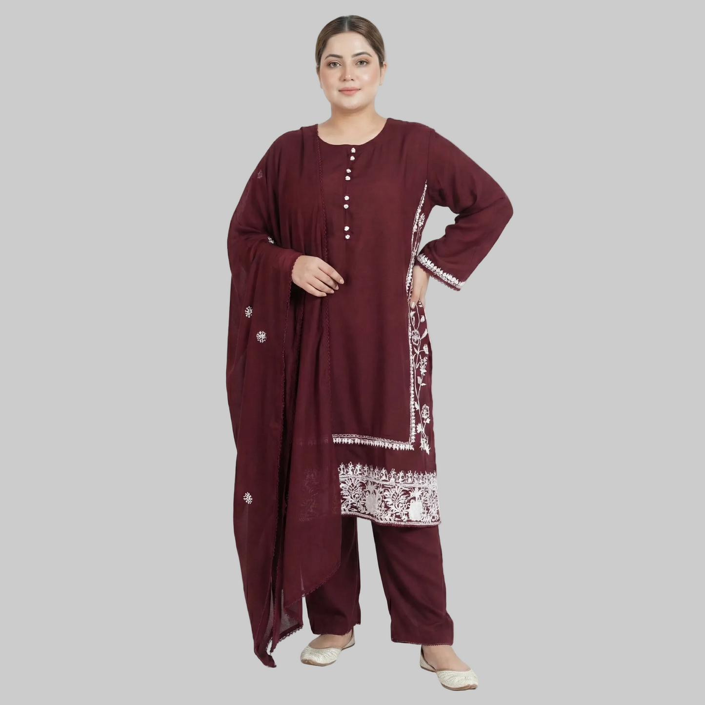 Aarzoo Dhanak Embroidered 3-Piece Suit PSW-10398