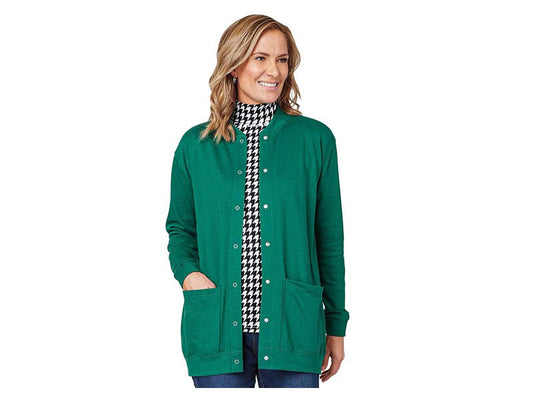 Green Fleece Plus Size Women Cardigan Sweater PSW-3868