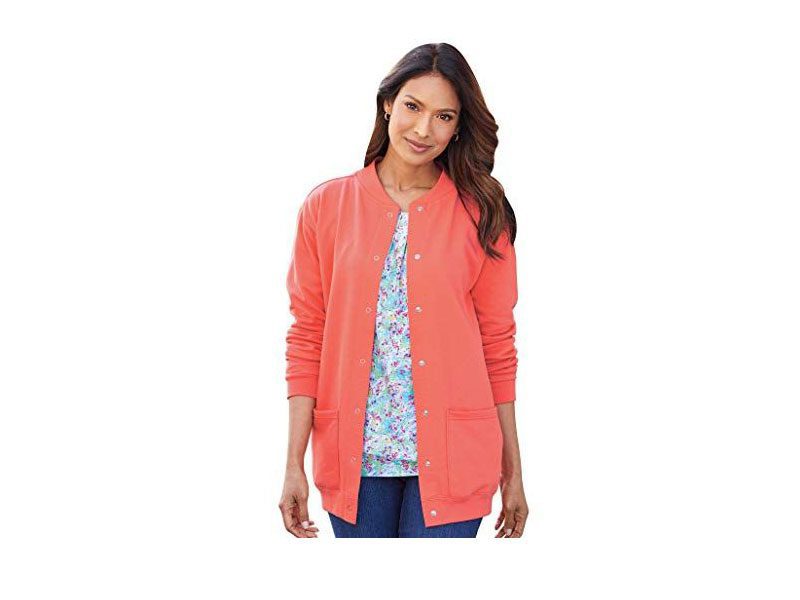 Coral Splash Fleece Plus Size Women Cardigan Sweater PSW-3867