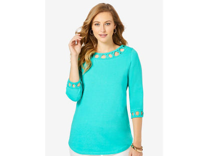 Lattice Plussize Boatneck Tunic T-Shirt PSW-6437