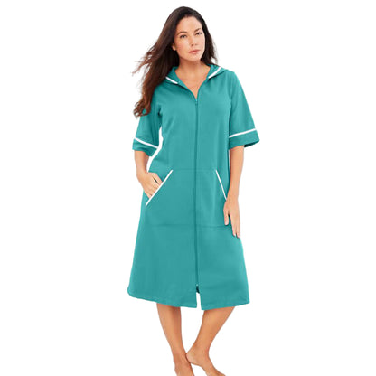 Flat-lay of Aquamarine French Terry Robe on neutral background