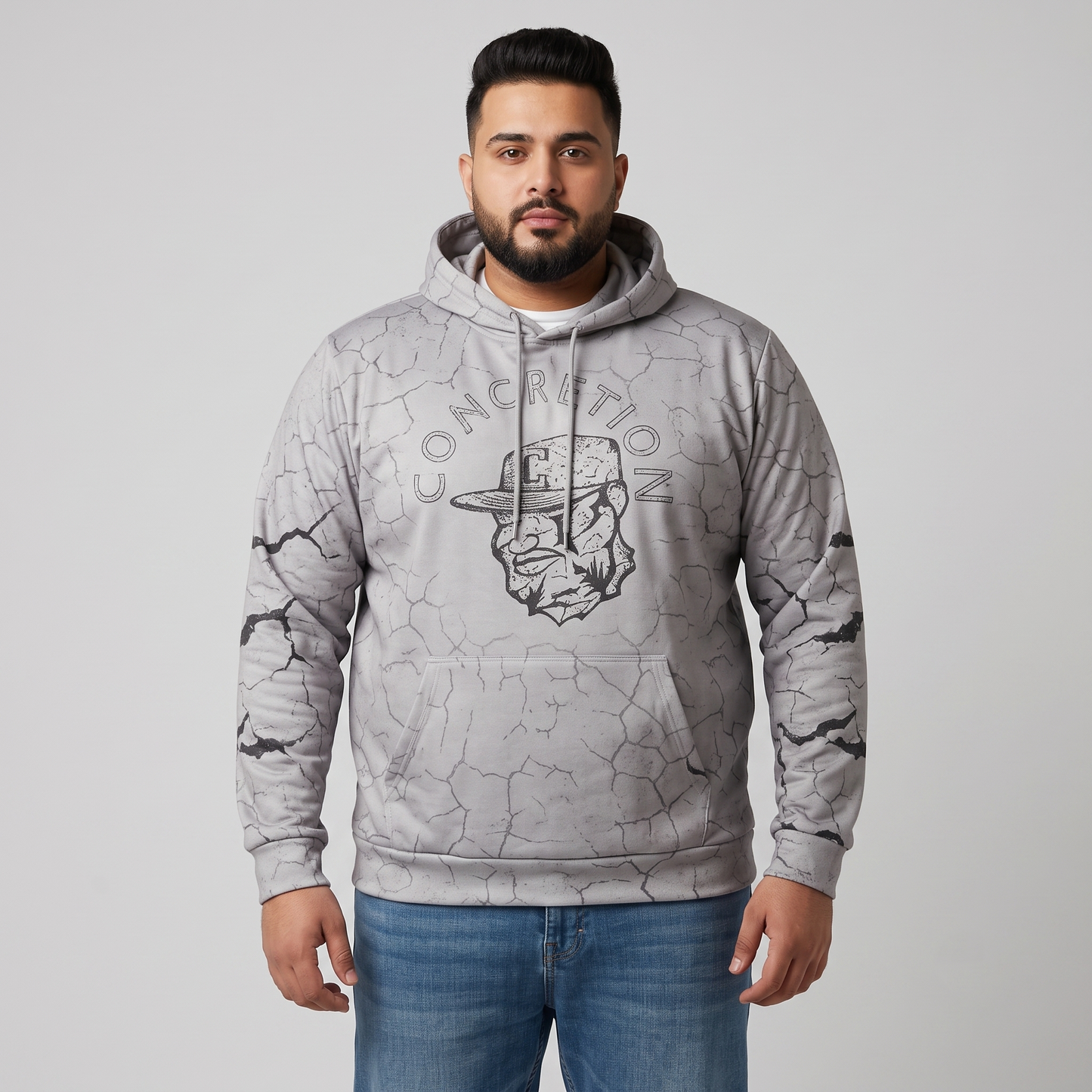 Ash Crackle Pullover Hoodie PSM-10622