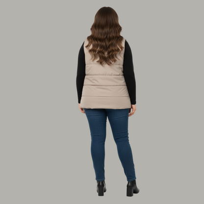 Ash Grey Sleeveless Plus Size Women’s Puffer Jacket PSW-10072