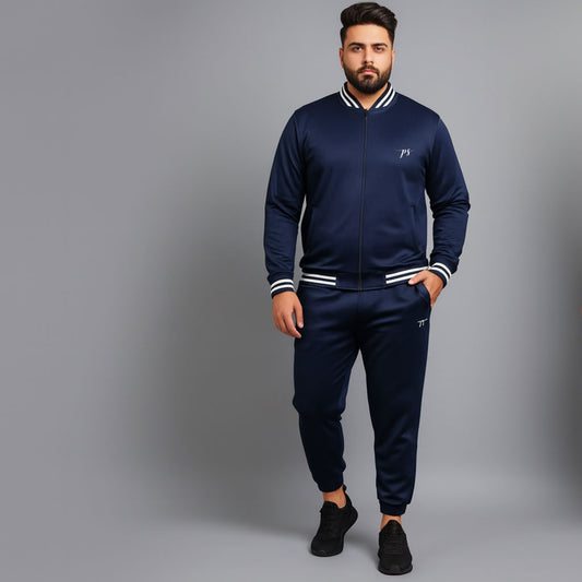 Athleisure Edge Navy Blue Plus-Size Tracksuit PSM-10200