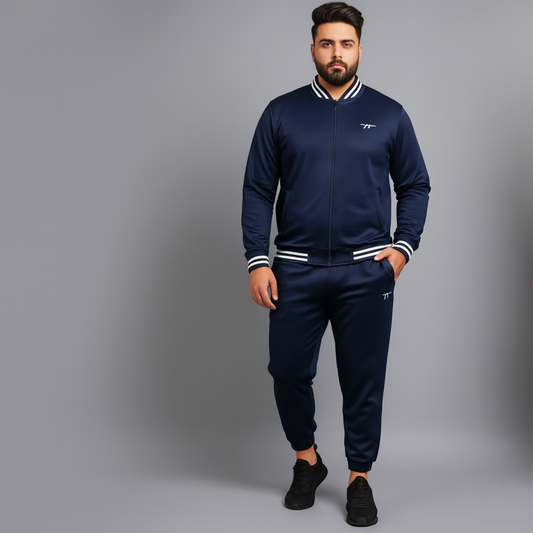 Athleisure Edge Navy Blue Plus-Size Tracksuit PSM-10200