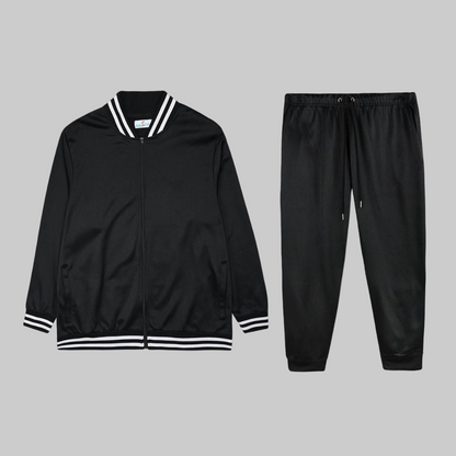 Athleisure Edge Black Plus-Size Tracksuit PSM-8805