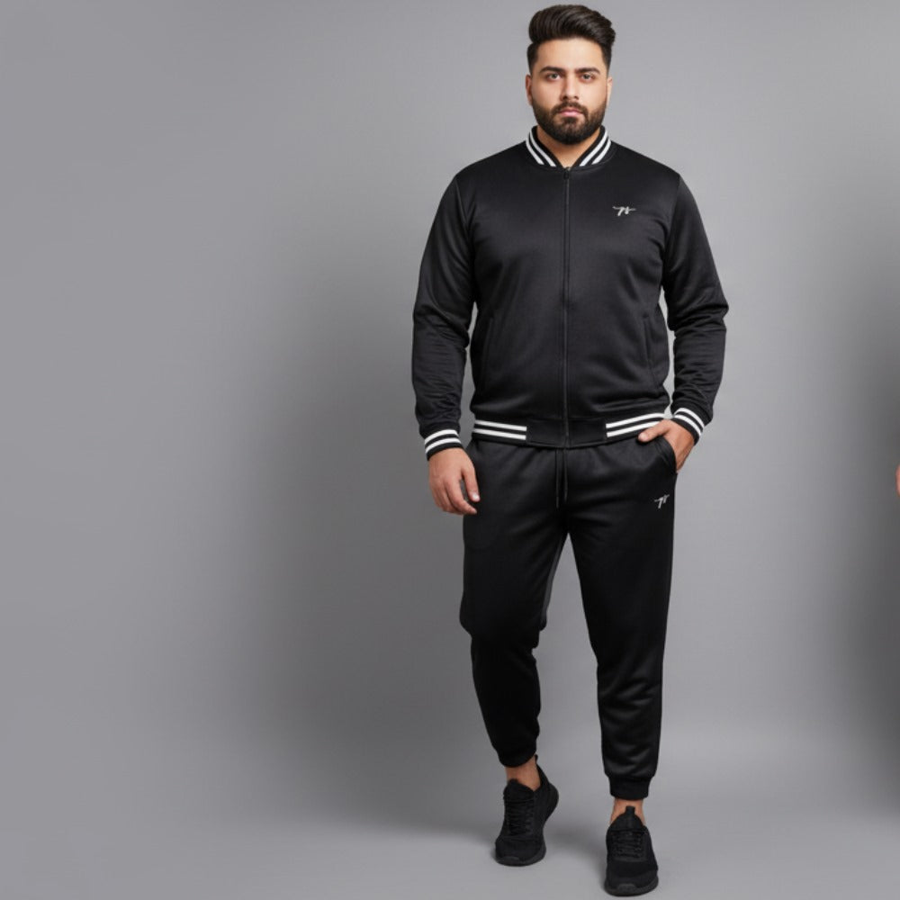 Athleisure Edge Black Plus-Size Tracksuit PSM-10199