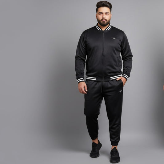 Athleisure Edge Black Plus-Size Tracksuit PSM-10199