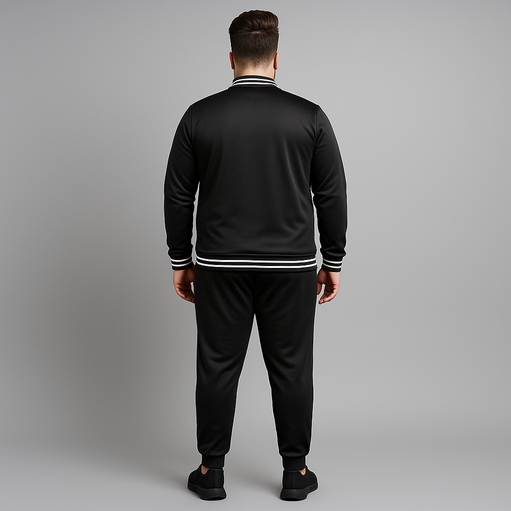 Athleisure Edge Black Plus-Size Tracksuit PSM-10199