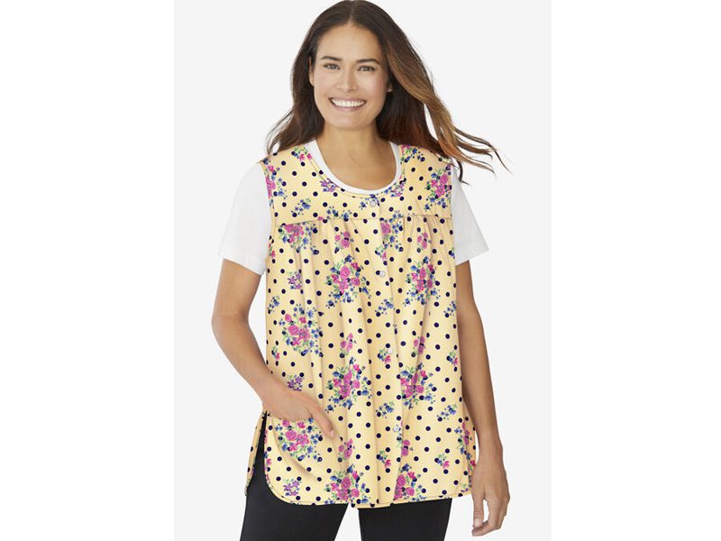 Banana Dot Floral Snap Front Apron PSW-6750