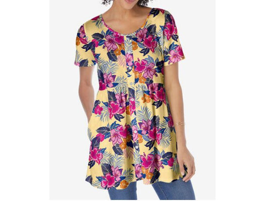 Banana Hibiscus Tropicana Empire Waist Tunic PSW-5495