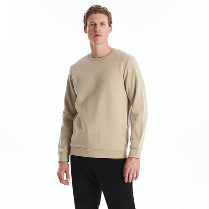 Beige Big Size Crewneck Sweatshirt PSM-8922