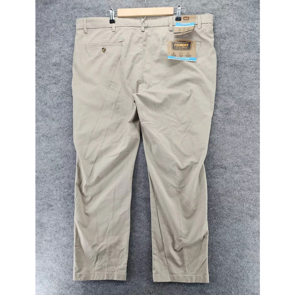 Beige Big Size Wrinkle Free Temp Flex Cotton Pants PSM-8833