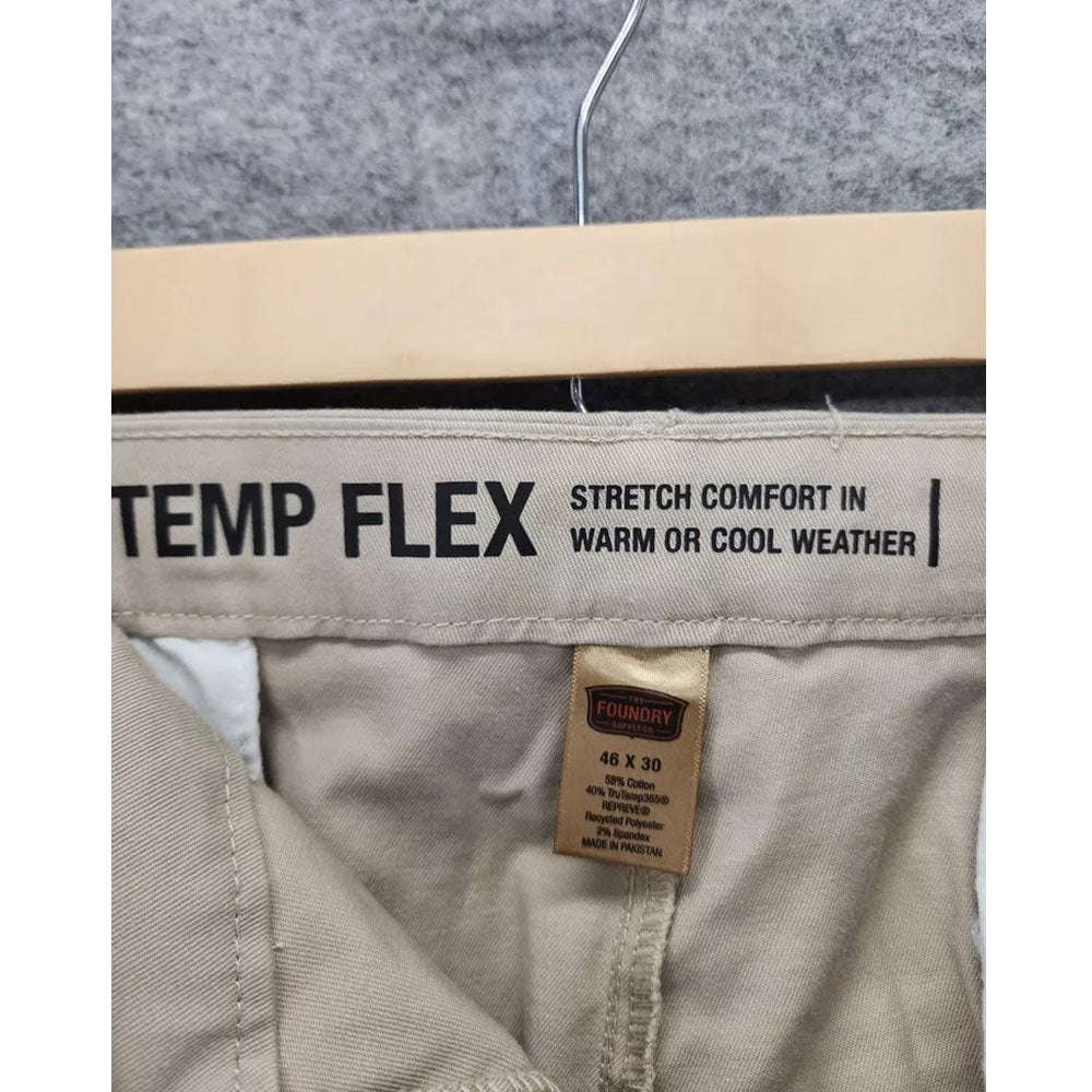 Beige Big Size Wrinkle Free Temp Flex Cotton Pants PSM-8833