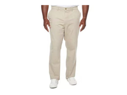 Beige Big Size Wrinkle Free Temp Flex Cotton Pants PSM-8833