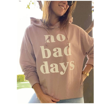 Beige No Bad Days Fleece Hooded Sweatshirt PSW-8747